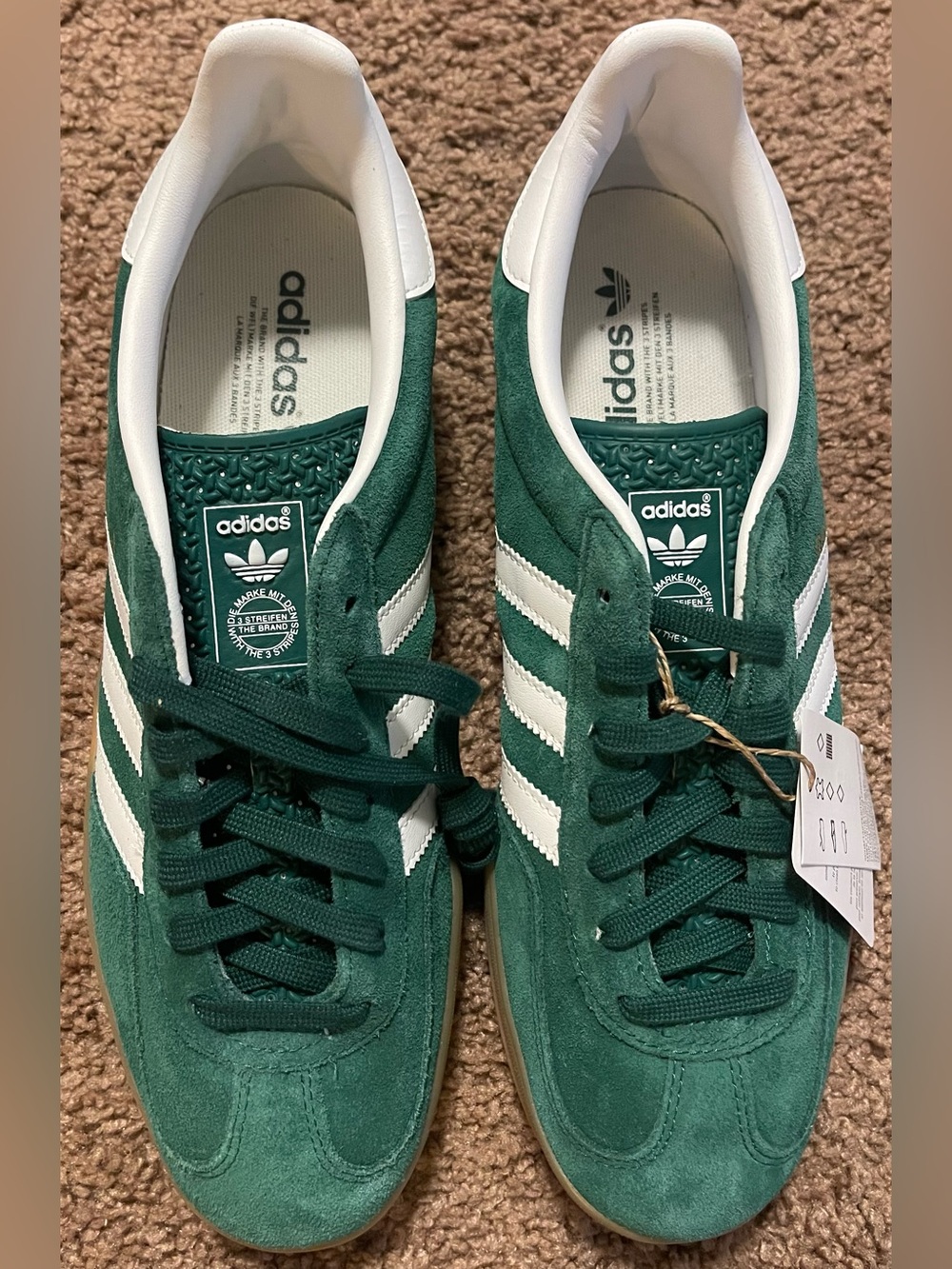 adidas Green Suede Sneakers with White Stripes